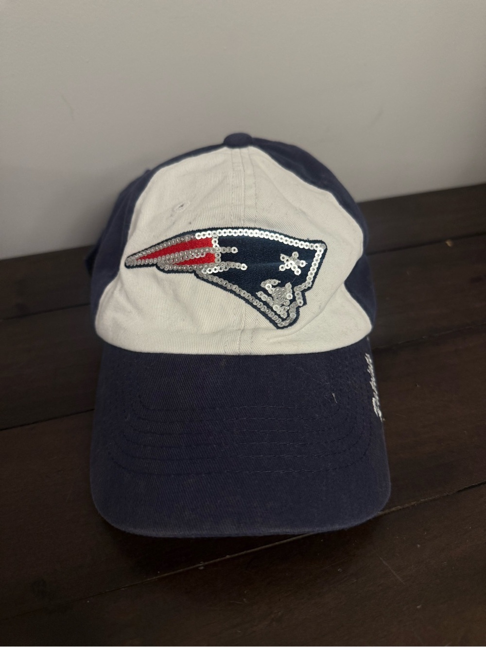 New England Patriots Women's Sequined Logo Adjustable Hat NFL Team Apparel